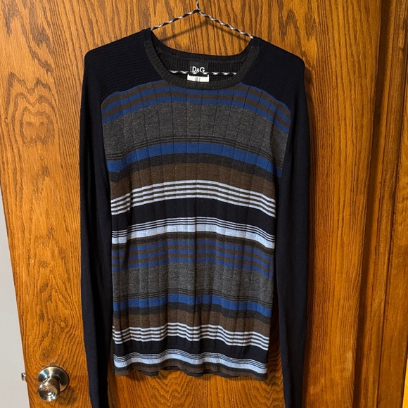 D&G Other - D&G Black, Blue & Gray Striped Knit Sweater